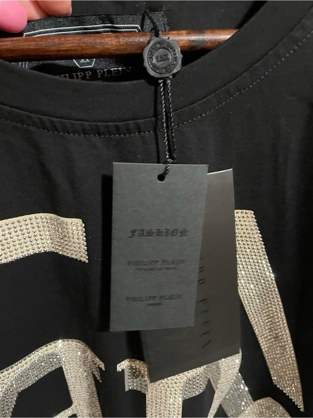 Philipp Plein Men’s Black Logo Crystal T-Shirt NEW - Picture 3 of 11
